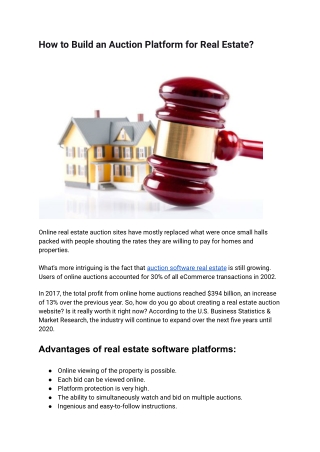 How to Build an Auction Platform for Real Estate?