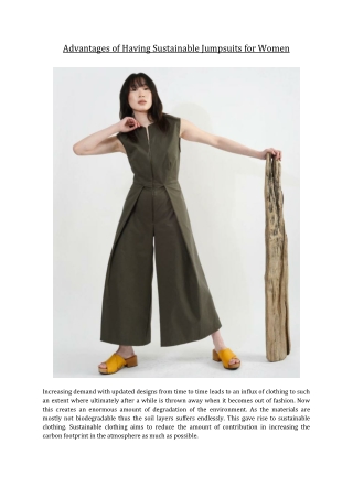Advantages of Having Sustainable Jumpsuits for Women