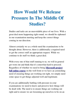 How Would We Release Pressure In The Middle Of Studies?