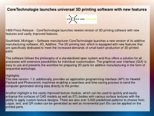 CoreTechnologie launches universal 3D printing software with new features
