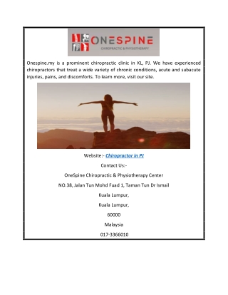 Chiropractor in Pj | Onespine.my