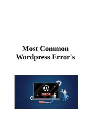 Most Common Wordpress Error's