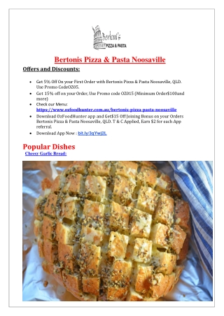 5% Off - Bertonis Pizza & Pasta - Pizza takeaway Noosaville, QLD