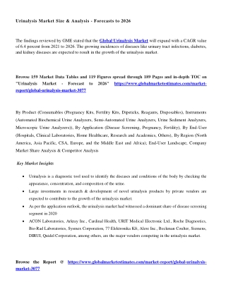 Global Urinalysis Market - Forecasts to 2026