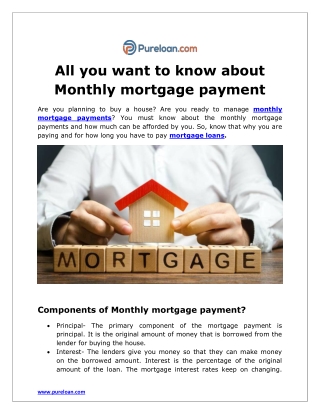 all-you-want-to-know-about-monthly-mortgage-payment-pure-loan