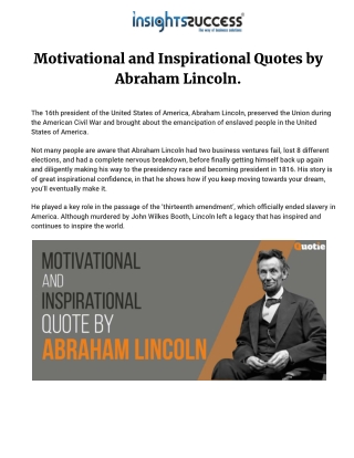Motivational and Inspirational Quotes by Abraham Lincoln.