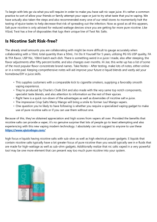 Pure Nicotine Salt Ejuice.