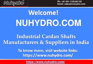 Industrial Cardan Shafts Manufacturers India-Nuhydro