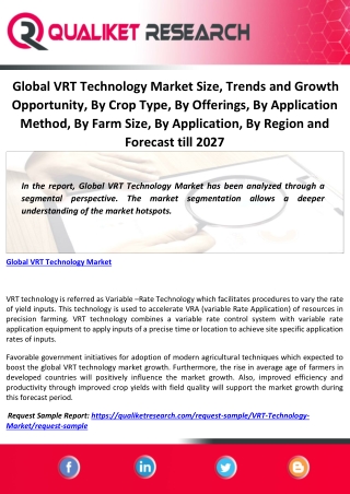 Global VRT Technology Market Size, Trends and Growth Opportunity, By Crop Type, By Offerings, By Application Method, By