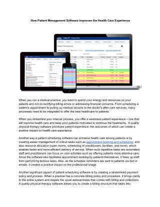 How Patient Management Software Improves the Health Care Experience