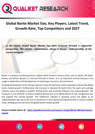 Global Barite Market Size, Key Players, Latest Trend,