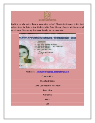 fake driver license generator online | shopfastnotes.com