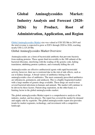 Global Aminoglycosides Market