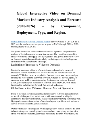 Global Interactive Video on Demand Market