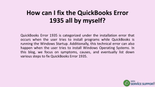 How can I fix the QuickBooks Error 1935 all by myself?