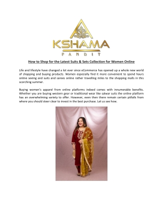 How to Shop for the Latest Suits & Sets Collection for Women Online