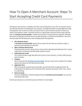 How To Open A Merchant Account