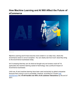 How Machine Learning and AI Will Affect the Future of eCommerce