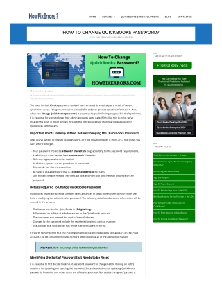 How To Change QuickBooks Password