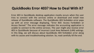 QuickBooks Error 403? How to Deal With it?