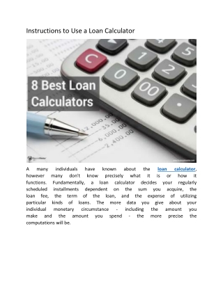 Instructions to Use a Loan Calculator