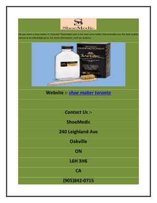 Shoe maker toronto | Shoemedic.com