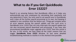 What to do if you Get QuickBooks Error 15222?
