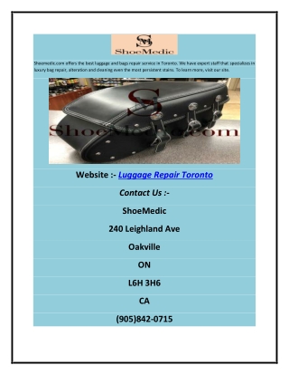 Luggage Repair Toronto | Shoemedic.com