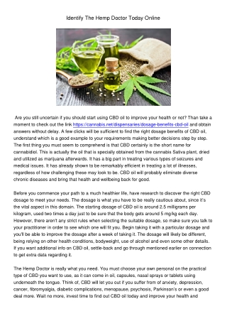 IdentifyTheHempDoctorTodayOnline