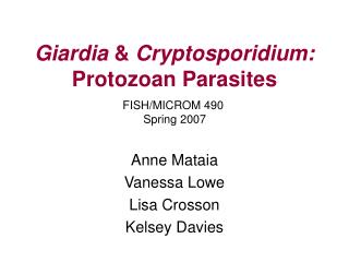 Giardia & Cryptosporidium: Protozoan Parasites
