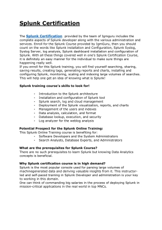 Splunk Certification