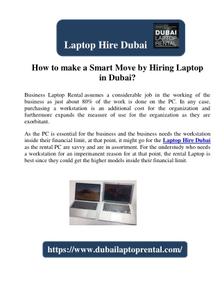 How to make a Smart Move by Hiring Laptop in Dubai?