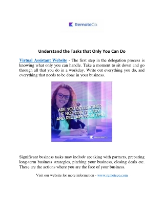 Understand the Tasks that Only You Can Do