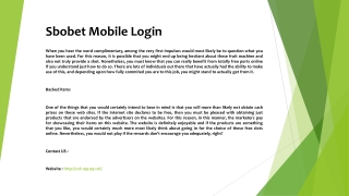 Sbobet Mobile Login