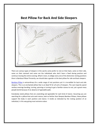 Best Pillow For Back And Side Sleepers