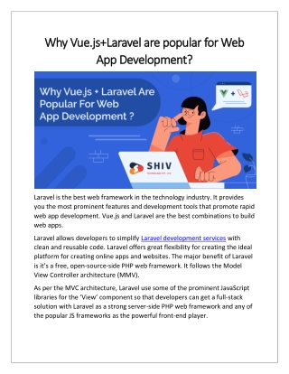 Why Vuejs Laravel are popular for web app development