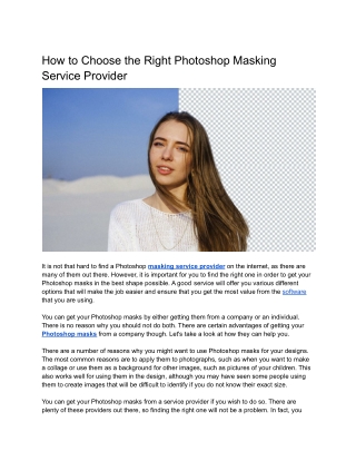 How to Choose the Right Photoshop Masking Service Provider