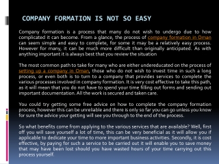 Company Formation is Not So Easy