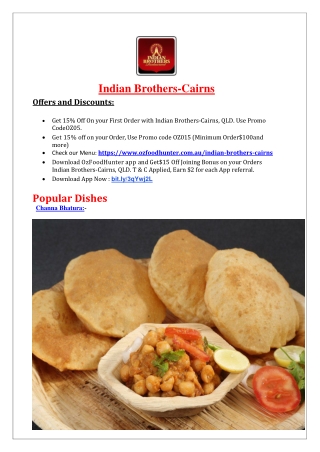 15% Off - Indian Brothers-Cairns restaurant menu, QLD