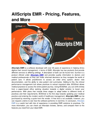 AllScripts EMR - Pricing, Features, and More