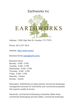 Earthworks Inc Houston