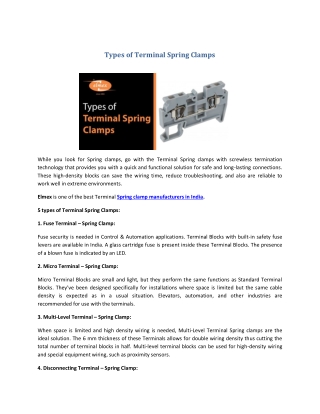 Types of Terminal Spring Clamps