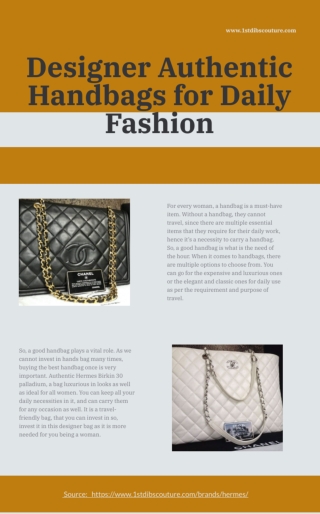 Designer Authentic Handbags for Daily Fashion