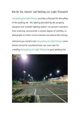 How Do You Install Led Parking Lot Light Fixtures