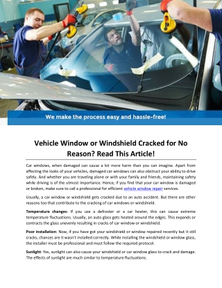 Vehicle Window or Windshield Cracked for No Reason Read This Article