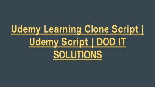 Readymade Udemy Clone Script - DOD IT SOLUTIONS