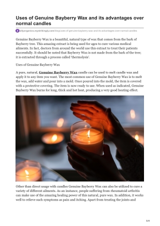 Uses of Genuine Bayberry Wax and its advantages over normal candles