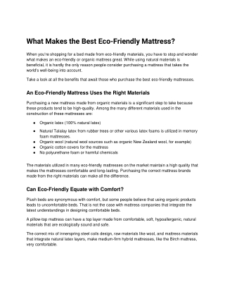 What Makes the Best Eco-Friendly Mattress?