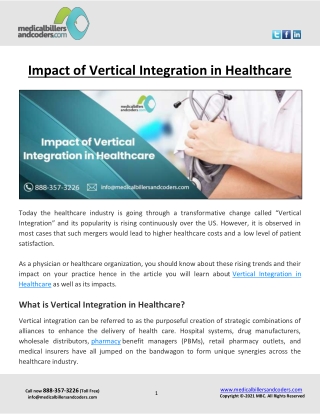 Impact of Vertical Integration in Healthcare