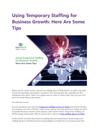Using Temporary Staffing for Business Growth-Here Are Some Tips